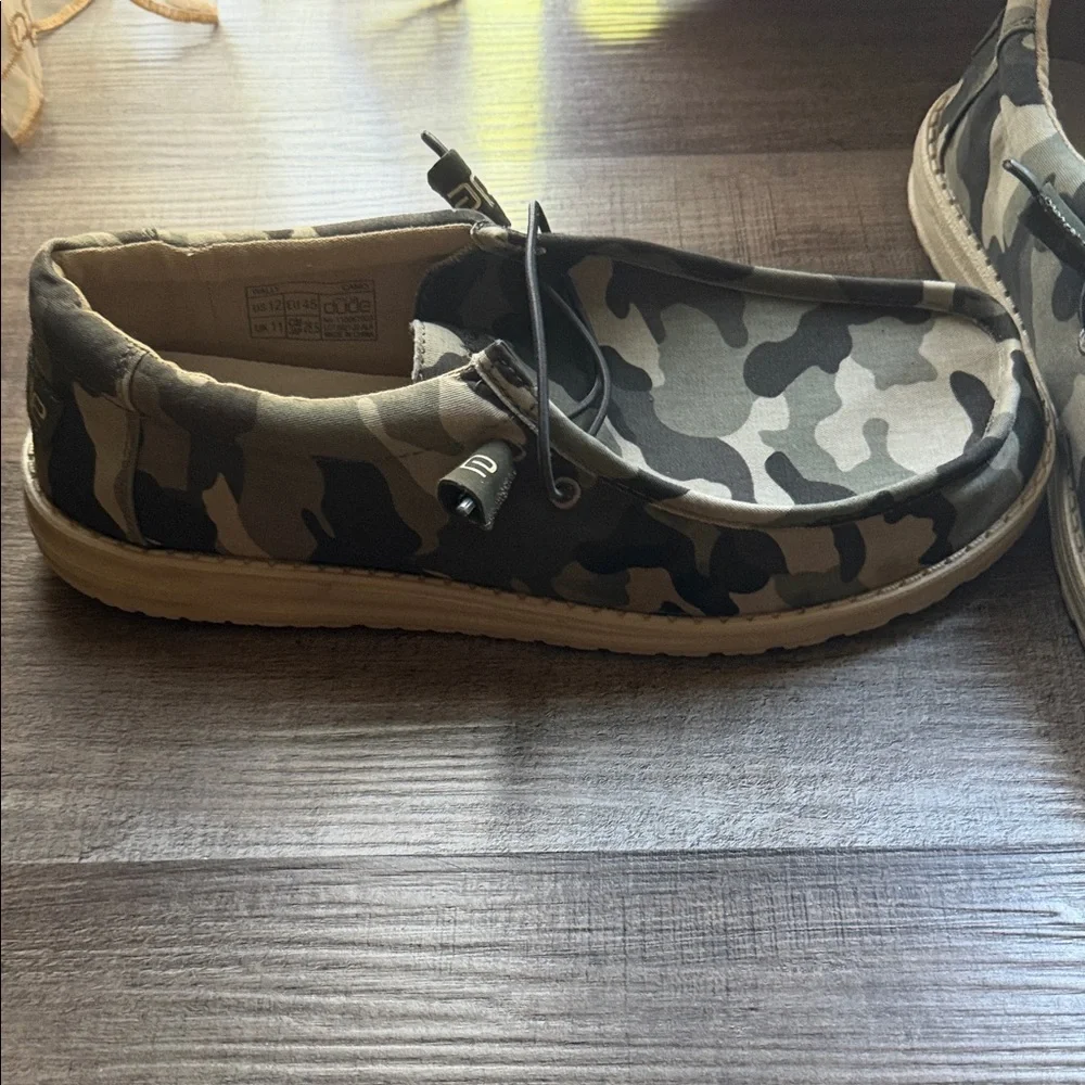 Hey Dude Men's Camo Slip-On Boat Shoes - Green, Black - Picture 2 of 5